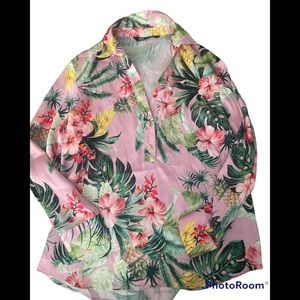 Zara floral satin shirt